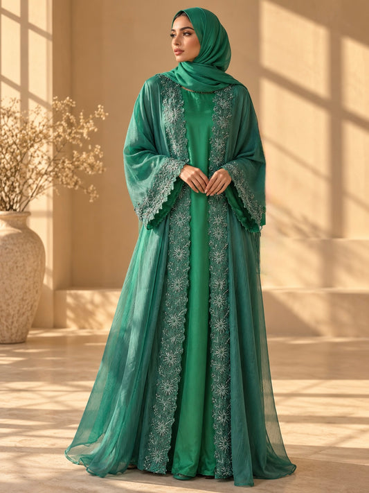 Emerald Luxury Sheesha Silk Abaya