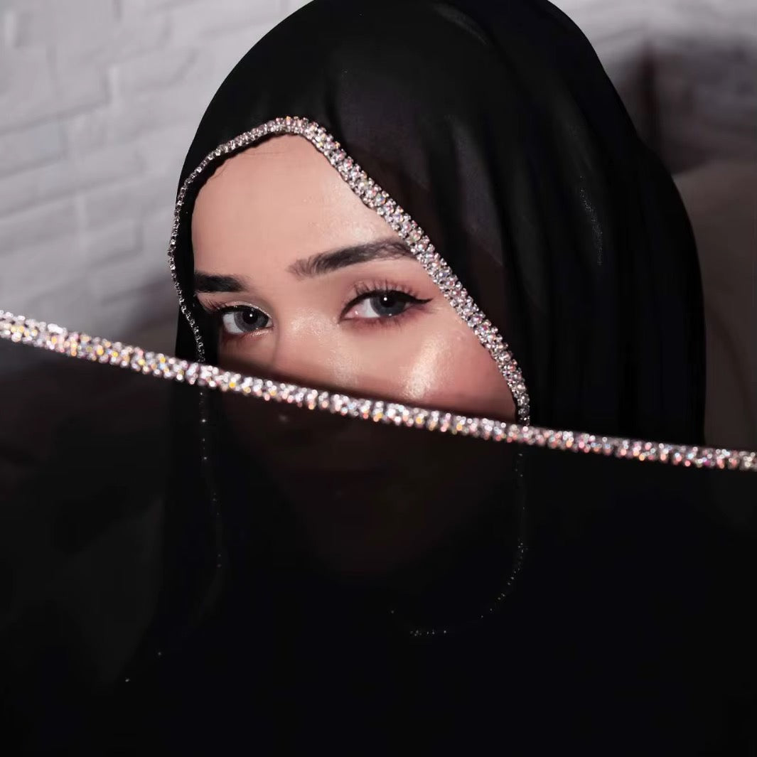 Luxury Chiffon Rhinestone Chain Hijab