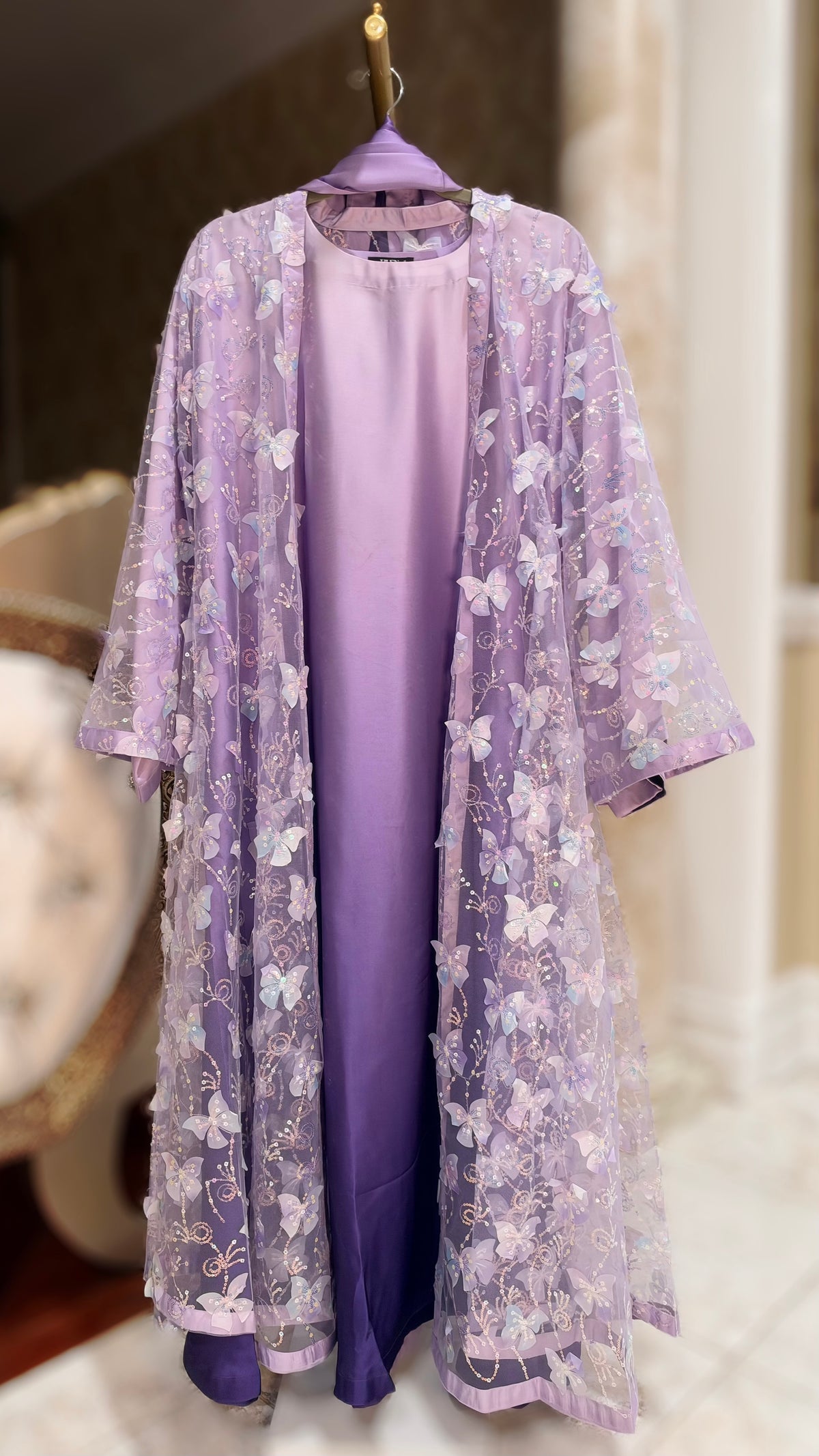 The Lavender Ombré Abaya/Dress - 4 piece