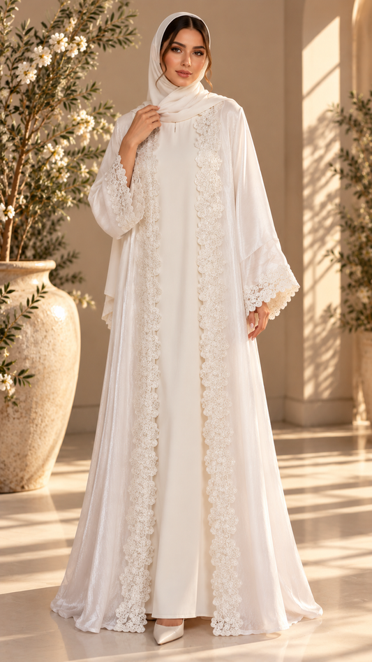 Ivory Serenade Sheesha Silk Abaya/Dress