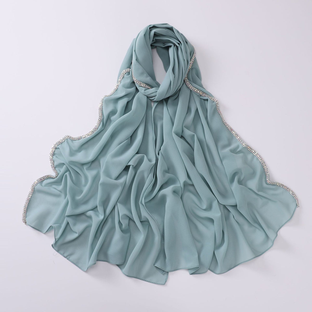 Luxury Chiffon Rhinestone Chain Hijab