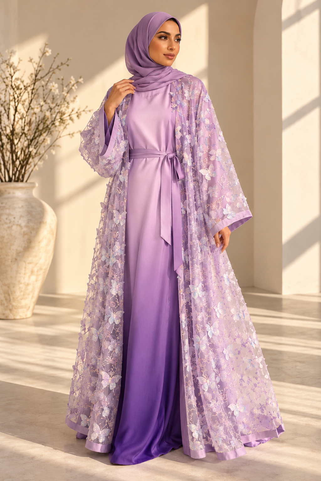 The Lavender Ombré Abaya/Dress - 4 piece