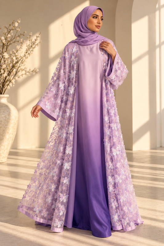 The Lavender Ombré Abaya/Dress - 4 piece