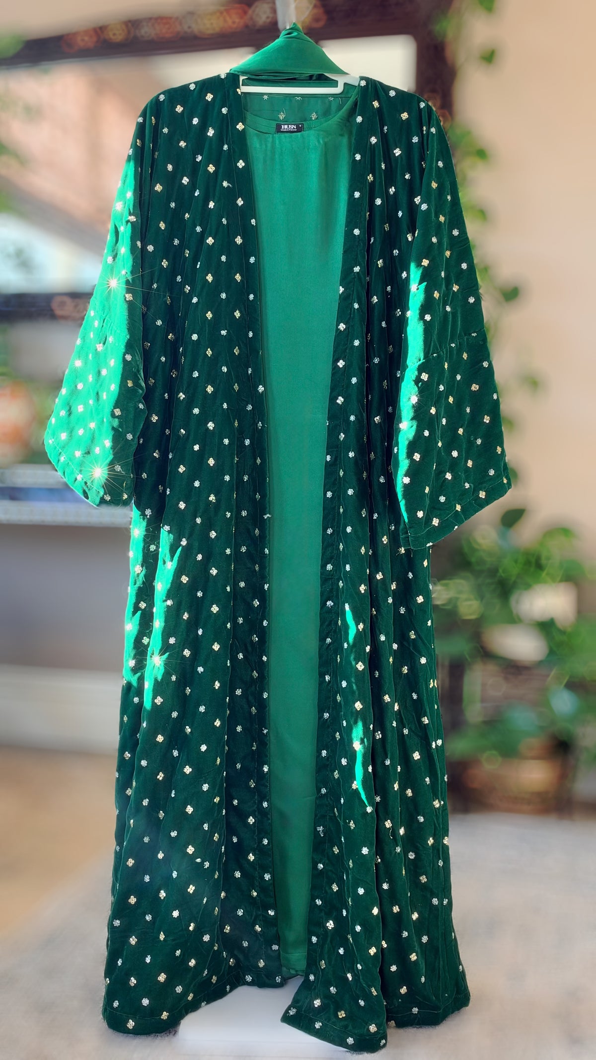 Jade Empress Velvet 3-piece Abaya/Dress