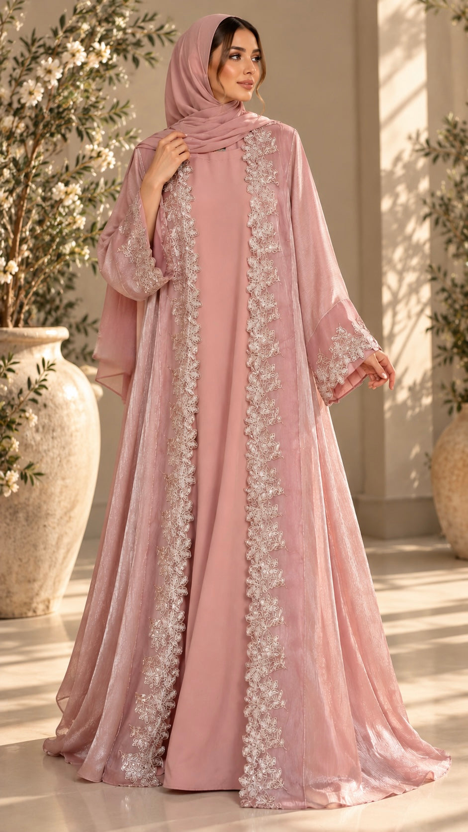 Rose Gold Sheesha Silk Abaya/Dress