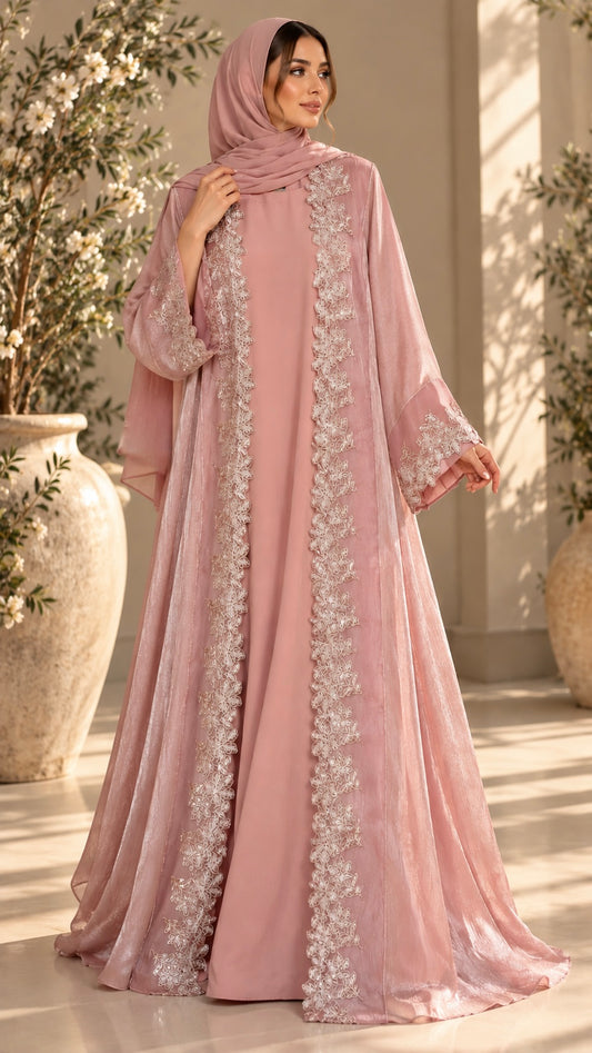 Rose Gold Sheesha Silk Abaya/Dress