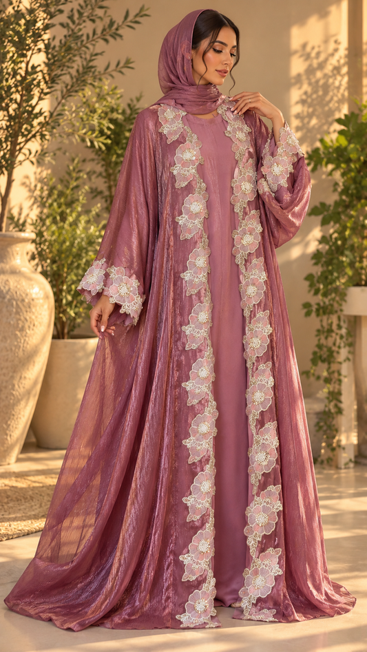 Rosewater Reverie Sheesha Silk Abaya/Dress