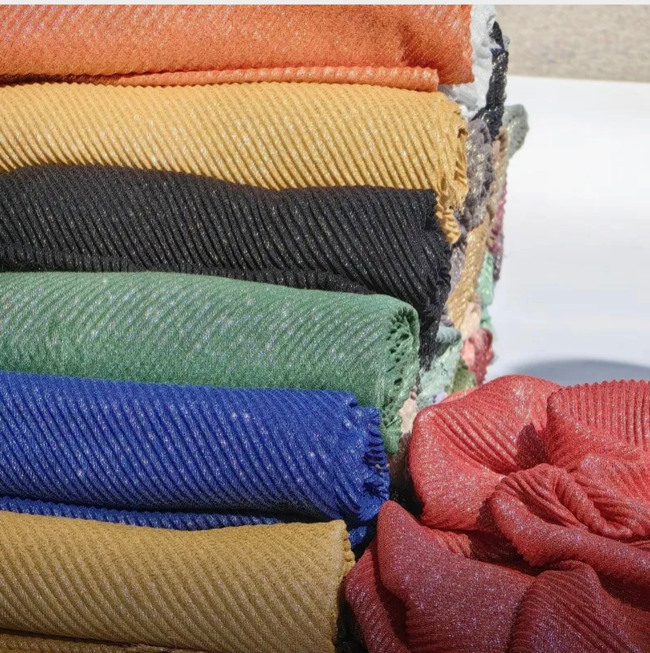 Viscose Shimmer Pleated Hijabs