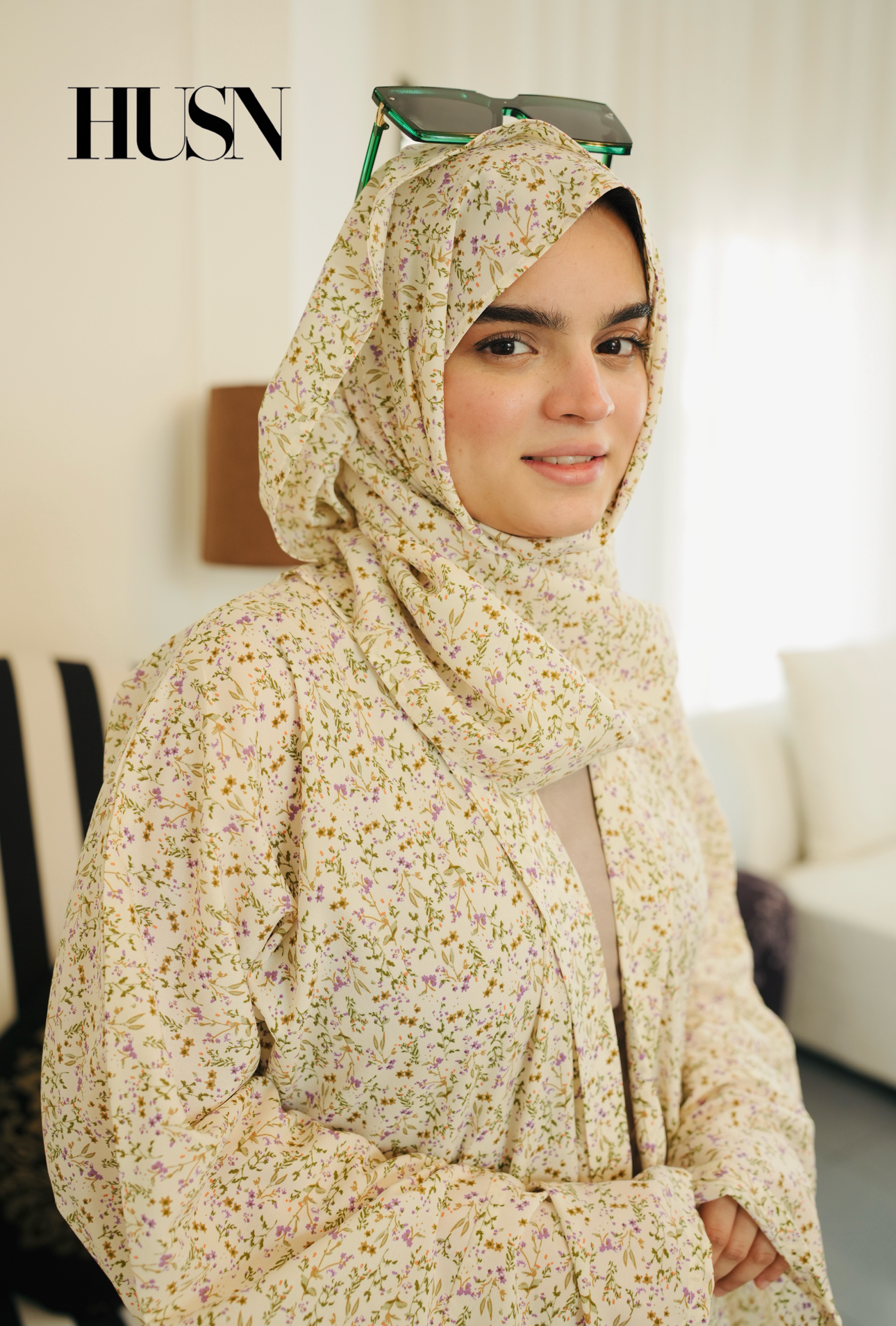 Printed Chiffon Abaya Sets - Ivory Floral Dream