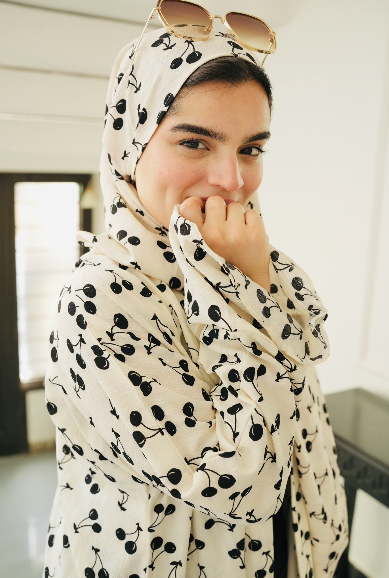 Printed Chiffon Abaya Sets - Cherry Noir