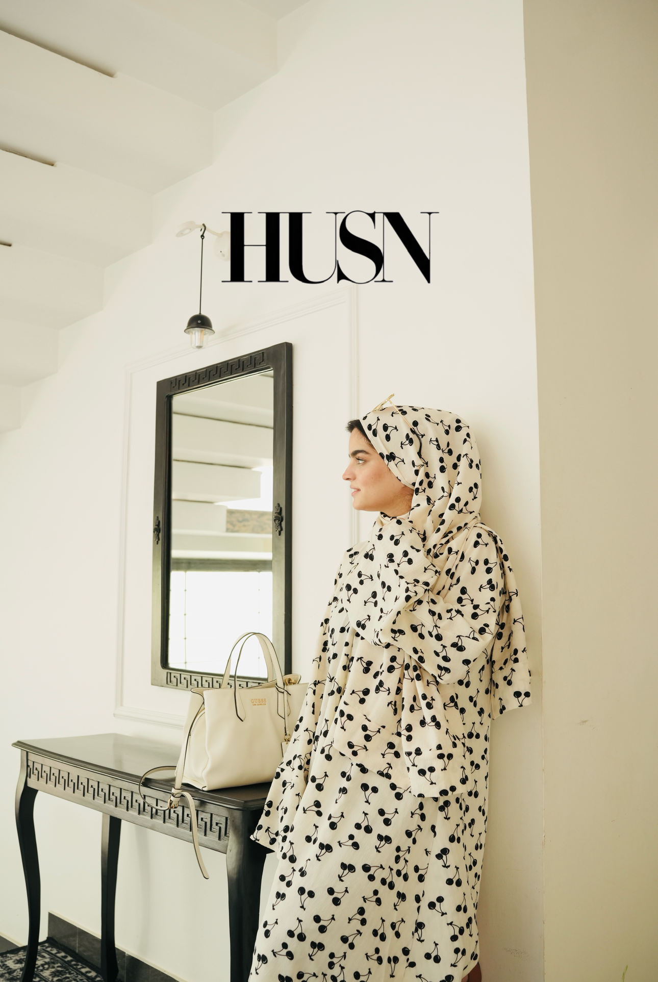 Printed Chiffon Abaya Sets - Cherry Noir