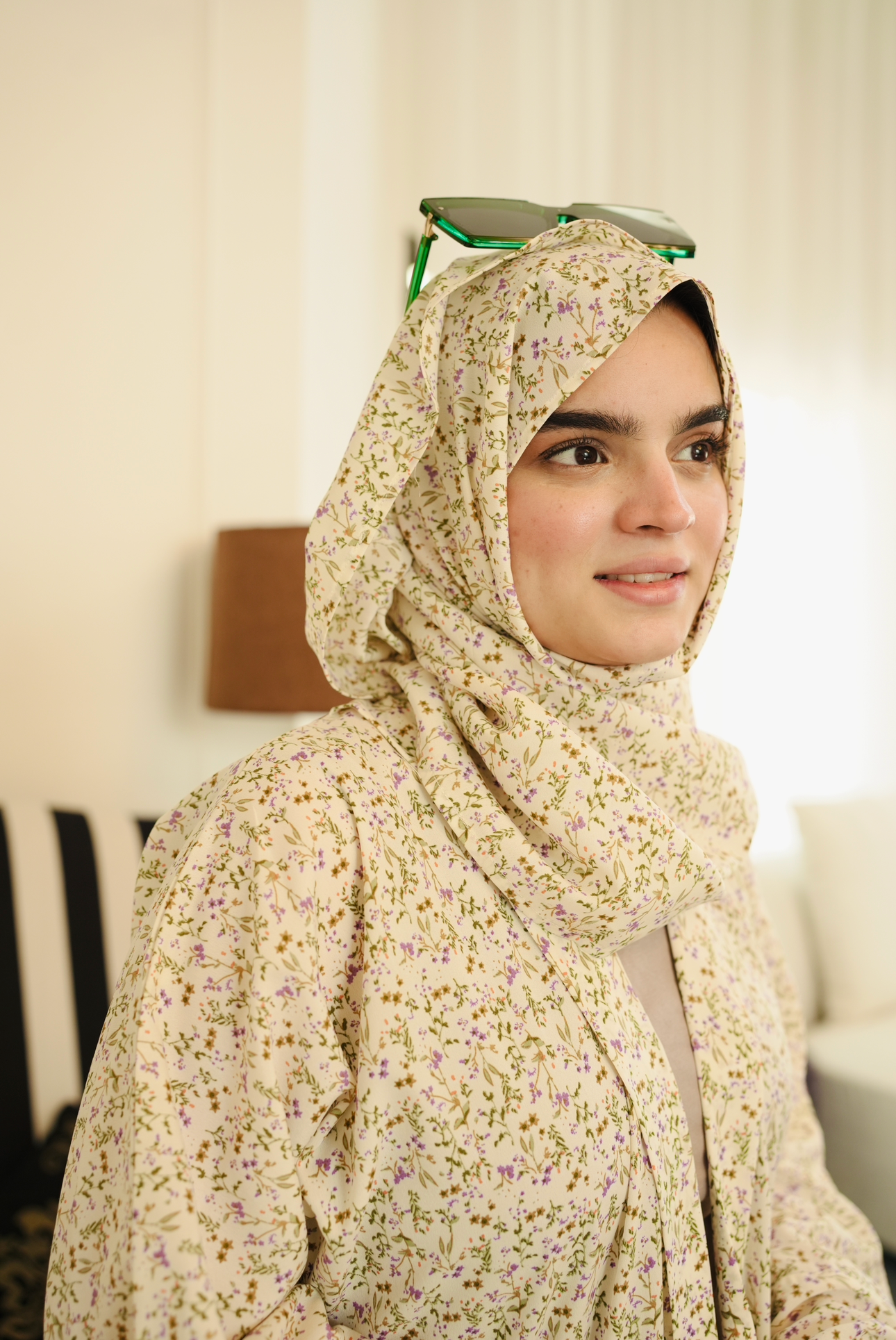 Printed Chiffon Abaya Sets - Ivory Floral Dream