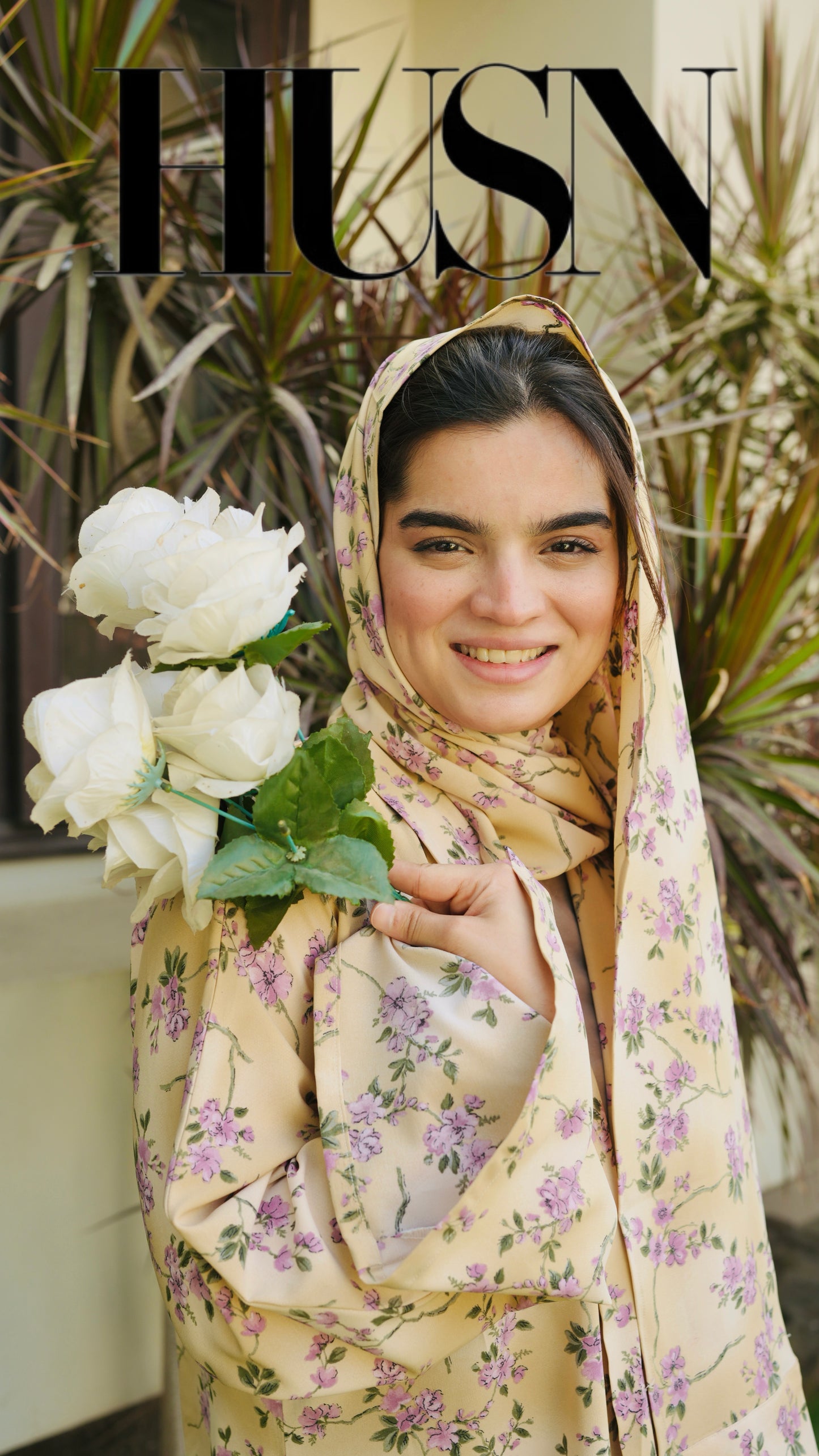 Printed Chiffon Abaya Sets - Lemon Lilac